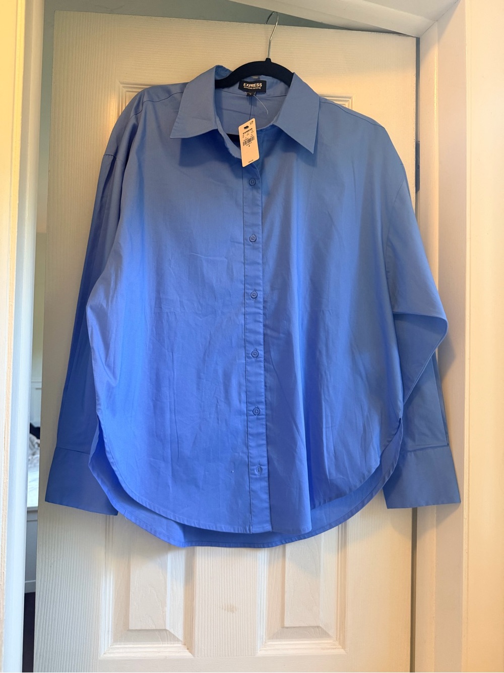 Express Portofino Boyfriend Blue Button-Down Shirt